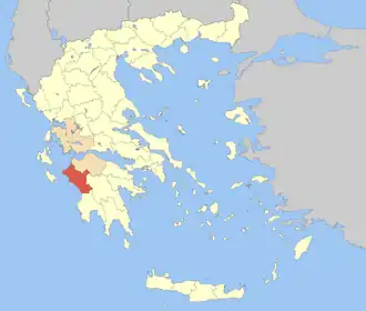 Regionální jednotka Élida na mapě Řecka