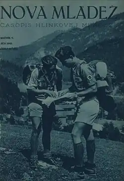 Členové Hlinkovy mládeže na obálce propagandistického časopisu Nová mládež