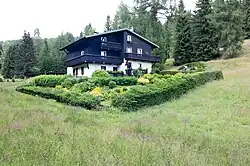 Horská chata při stoupání na Hofberg