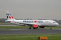 Motiv propagující Prahu: „Prague loves you“ (Airbus A320 OK-HCA, 2012–2014)