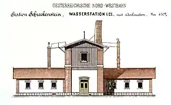 Obrázek střekovské parní vodárny ze stavebního výkresu