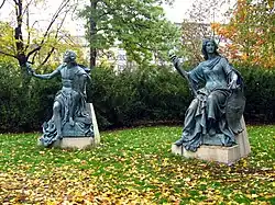 Sochy Obchodu a Tolerance z bývalého pomníku Josefa II., umístěné nyní v brněnském parku Lužánky