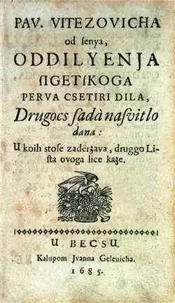 Titulní strana druhého vydání Odiljenje sigetsko (1685)