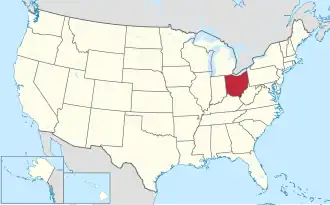 Ohio na mapě USA