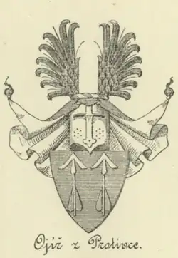 Erb Ojířů z Protivce (reprodukce V. Krále z Dobré Vody, 1890)