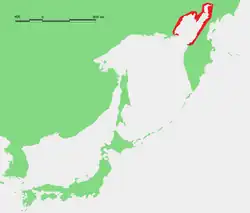 Záliv na mapě Sachalinu