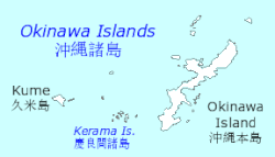 Mapa Okinawských ostrovů.