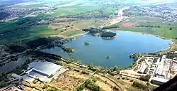 letecký pohled na Opatovický písník