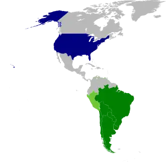 Zapojené státy (zeleně jsou účastnící se země, modře podporující země)