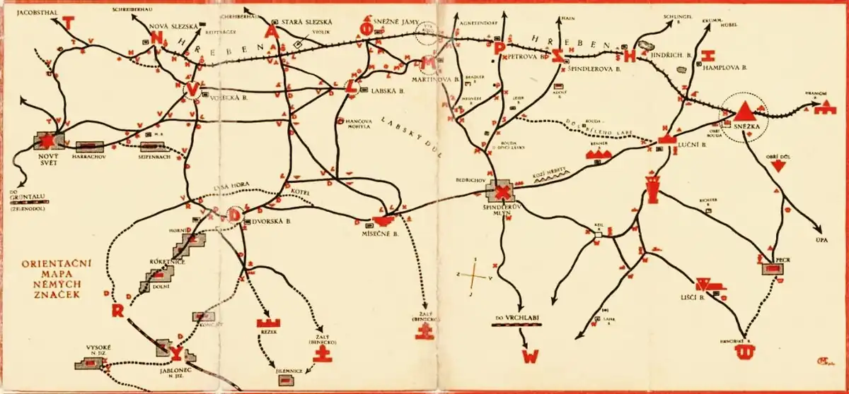 Originální mapa s vyznačenými němými značkami