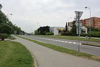 Část silnice v Orlové, ulice Na Olmovci