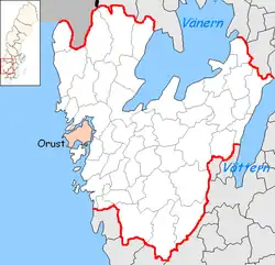 Poloha obce Orust v kraji Västra Götaland