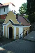 Overview of Chapel of Virgin Mary in Dobrá Voda, Mladoňovice, Třebíč District.JPG