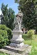 Overview of statue of Saint Roch in Dalešice, Třebíč District.jpg
