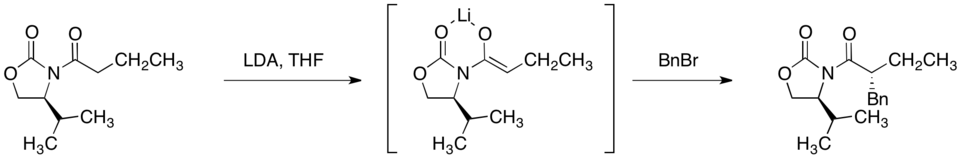 Alkylace oxazolidinonimidu benzylbromidem