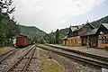 Konečná stanice úzkokolejky Oybin–Žitava v Oybinu