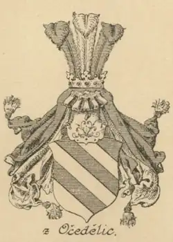 Erb Ojířů z Očedělic (reprodukce V. Krále z Dobré Vody, 1882)