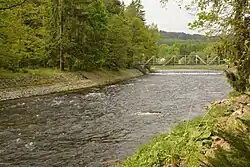 Most přes řeku Otavu a jez na Pátečku u Sušice