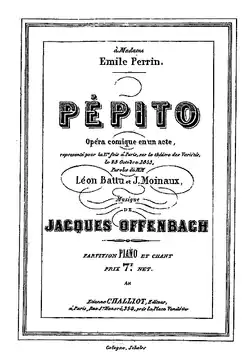 Pepito, titulní strana partitury