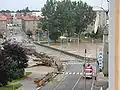 Pohled na Nový most při povodních v roce 2002