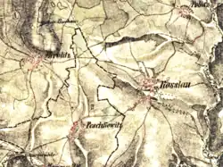 Pěčkoviceu Kozlova na mapě stabilního katastru