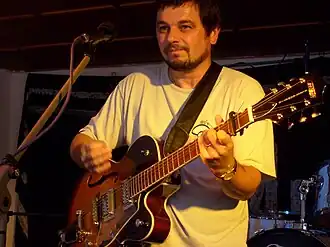 Přemysl Haas při koncertě CAINEtria na festivalu Otevřeno Jimramov 25. srpna 2007