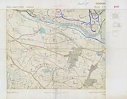 Půdní mapa komplexního průzkumu půd v měřítku 1 : 5 000 zobrazující místa půdních sond a půdních typů