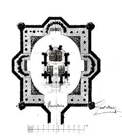 Původní půdorys kaple Panny Marie architekta G. Meretty