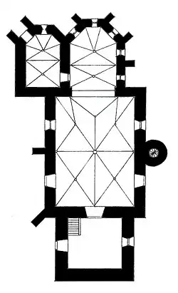 Půdorys (seshora) loučimského kostela