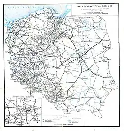 Polská železniční síť v roce 1953
