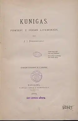 Titulní strana polského vydání z r. 1882