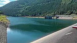 Dolní nádrž elektrárny Dlouhé stráně v červenci 2024