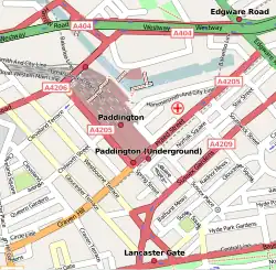 Mapa umístění stanice Paddington