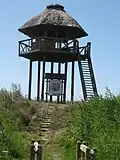 Rozhledna na břehu ramene Pakalnė