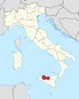 Metropolitní město Palermo na mapě Itálie