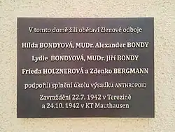 Pamětní deska podporovatelů výsadku Anthropoid (Elišky Krásnohorské 10/2, Praha 1 – Josefov)