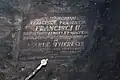 Pamětní deska upomínající na návštěvu císaře Františka II. a manželky Marie Terezie Neapolsko-sicilské 7. září 1804 u Šenkova sifonu v Býčí skále