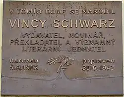 Pamětní deska na rodném domě ve Šternberku