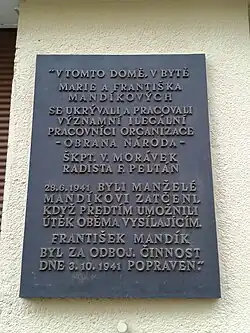 Pamětní deska v Horní ulici 1466/10 v Praze 4 – Nuslích[62][63][64]