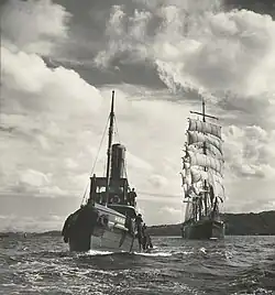 The tug Hero towing Pamir to Sydney Heads, 1947