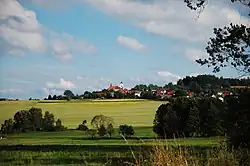 Panorama Plánice s kostelem sv. Blažeje