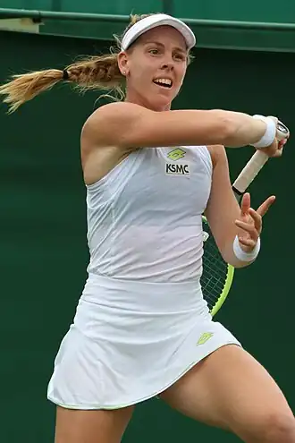 Despina Papamichailová v kvalifikaci Wimbledonu 2023