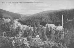 Papírna a továrna na dřevní hmotu ve Františkově (pohlednice, rok 1922)