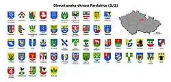 Přehled obecních znaků okresu Pardubice