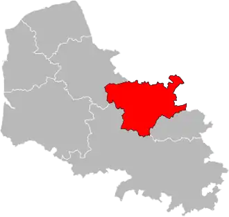 Arrondissement Béthune na mapě departementu Pas-de-Calais