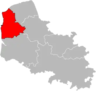 Arrondissement Boulogne-sur-Mer na mapě departementu Pas-de-Calais