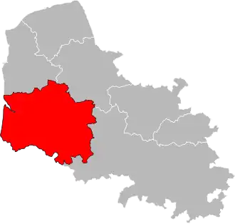 Arrondissement Montreuil na mapě departementu Pas-de-Calais