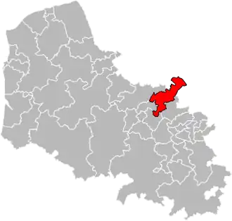 Kanton na mapě departementu Pas-de-Calais