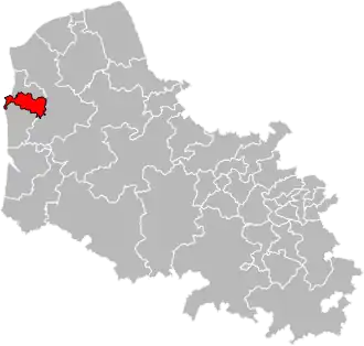 Kanton na mapě departementu Pas-de-Calais