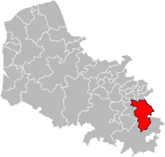 Kanton na mapě departementu Pas-de-Calais